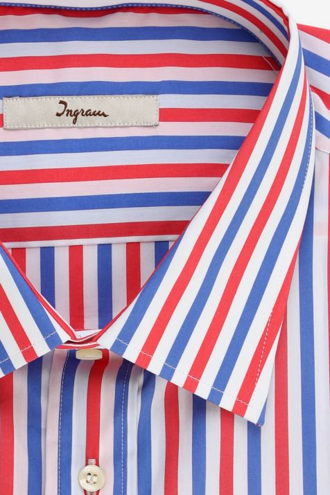 Camicia Uomo Ingram Classic Righe 75% cotone 22% pa 3% ea collo Italiano Manica lunga