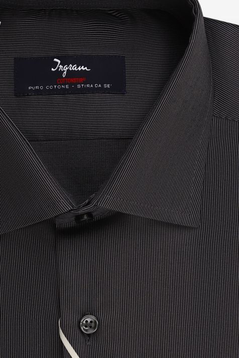 Camicia Uomo Ingram Regular No Stiro Righe 100% cotone collo Francese Manica lunga
