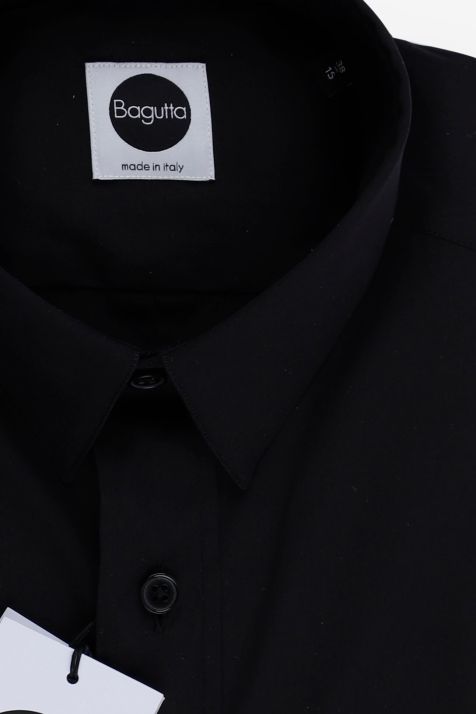 Camicia Uomo Bagutta Slim Tinta unita 100% cotone collo Italiano Manica lunga