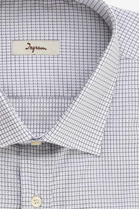 Camicia Uomo Ingram Classic Micro disegno 100% cotone collo Francese Manica lunga
