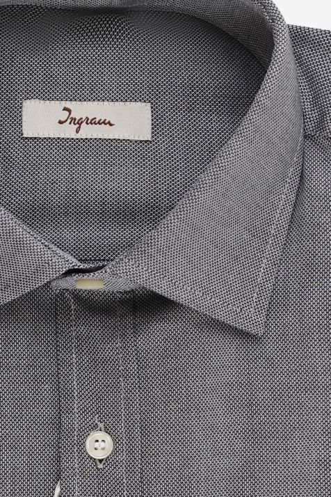 Camicia Uomo Ingram Classic Micro disegno 100% cotone collo Francese Manica lunga