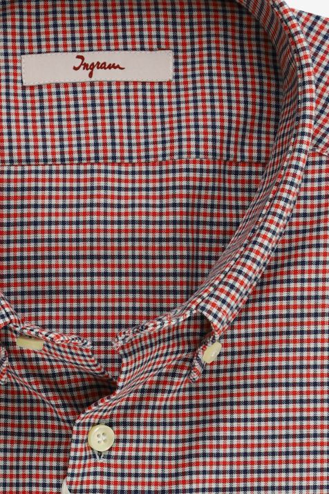 Camicia Uomo Ingram Slim Quadri 100% cotone collo Button down Manica lunga