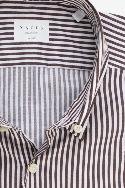 Camicia Uomo Xacus Regular No Stiro Righe 100% cotone collo Button down Manica lunga