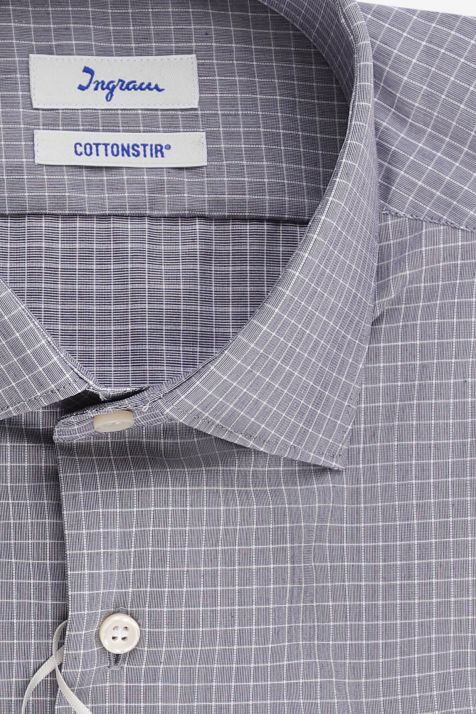 Camicia Uomo Ingram Slim Quadri 100% cotone collo Francese Manica lunga