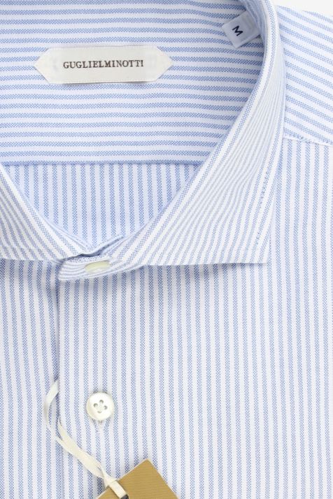 Camicia Uomo Guglielminotti Slim Righe 100% cotone collo Francese Manica lunga