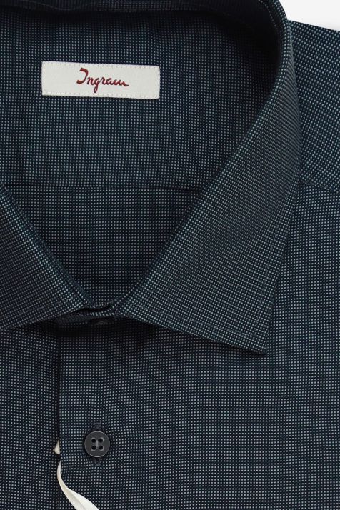 Camicia Uomo Ingram Regular Micro disegno 100% cotone collo Francese Manica lunga