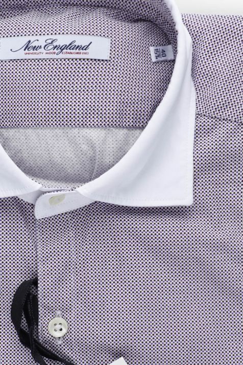 Camicia Uomo New England Slim Micro disegno 100% cotone collo Francese Manica lunga