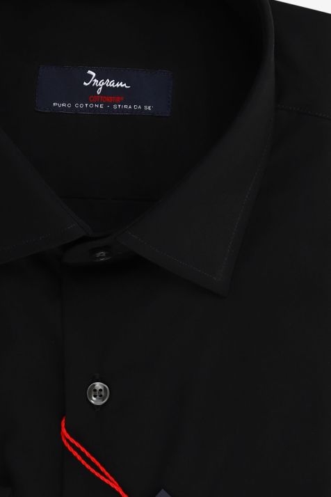 Camicia Uomo Ingram Classic No Stiro Tinta unita 100% cotone collo Francese Manica lunga