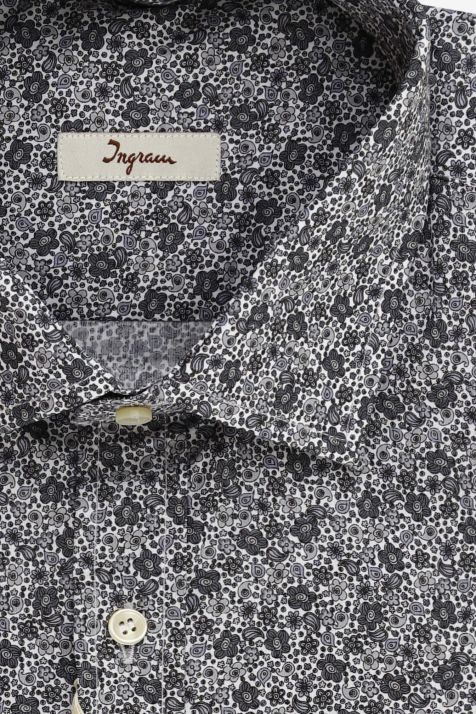 Camicia Uomo Ingram Classic Fantasia 100% cotone collo Francese Manica lunga
