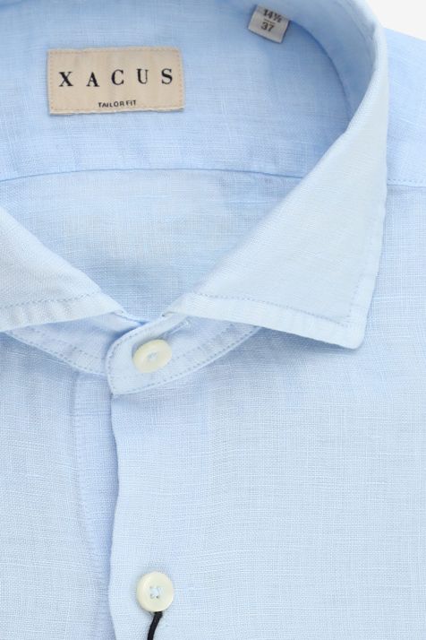 Camicia Uomo Xacus Regular Tinta unita 100% lino collo Francese Manica lunga