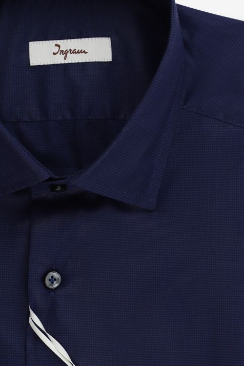 Camicia Uomo Ingram Regular Micro disegno 100% cotone collo Francese Manica lunga