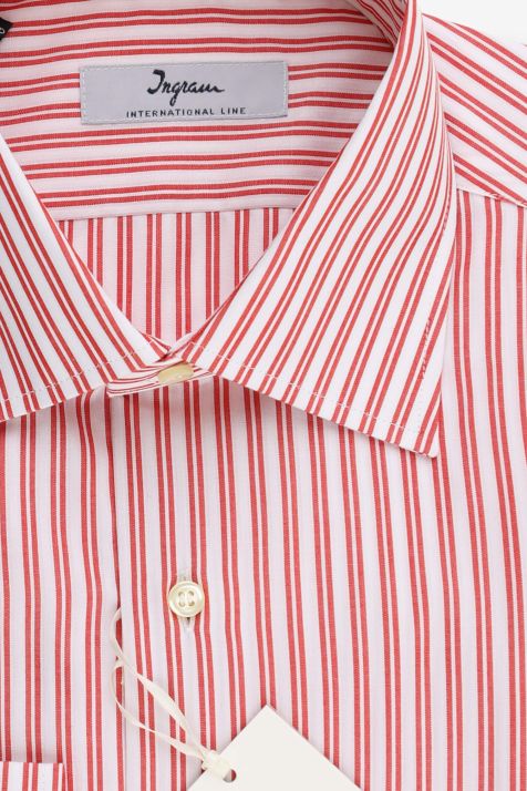 Camicia Uomo Ingram Slim Righe 100% cotone collo Italiano Manica lunga