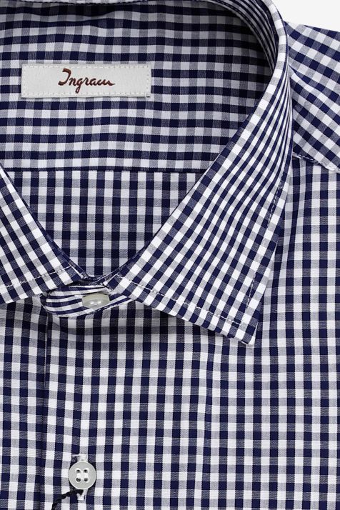 Camicia Uomo Ingram Slim Quadri 100% cotone collo Francese Manica lunga