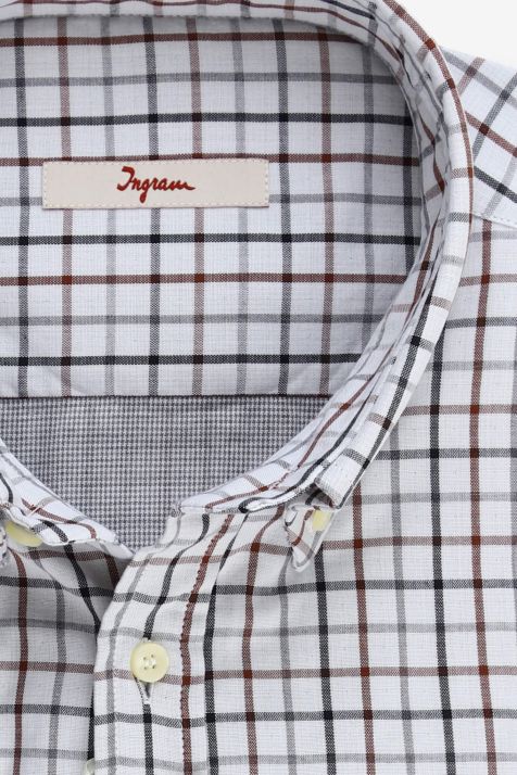 Camicia Uomo Ingram Classic Quadri 100% cotone collo Button down Manica lunga