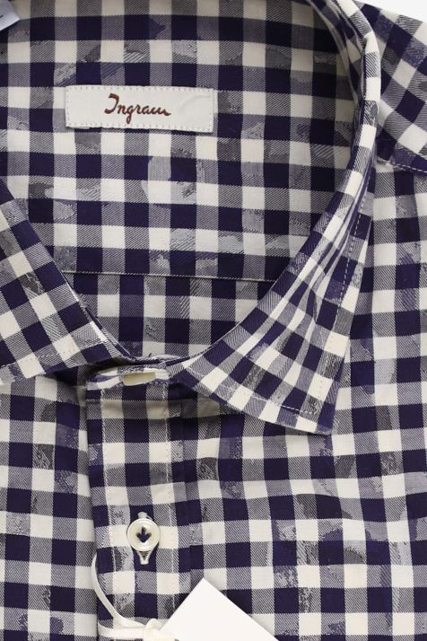 Camicia Uomo Ingram Classic Quadri 100% cotone collo Francese Manica lunga