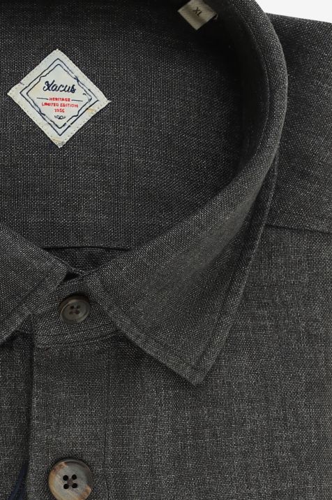 Camicia Uomo Xacus Regular Tinta unita 100% lino collo Italiano Manica lunga