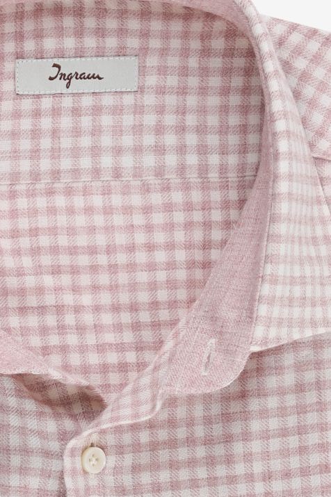 Camicia Uomo Ingram Slim Quadri 100% cotone collo Francese Manica lunga