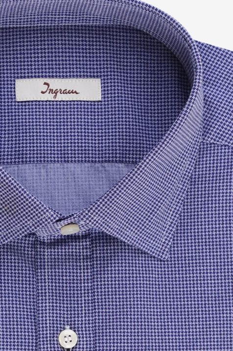 Camicia Uomo Ingram Regular Micro disegno 100% cotone collo Francese Manica lunga