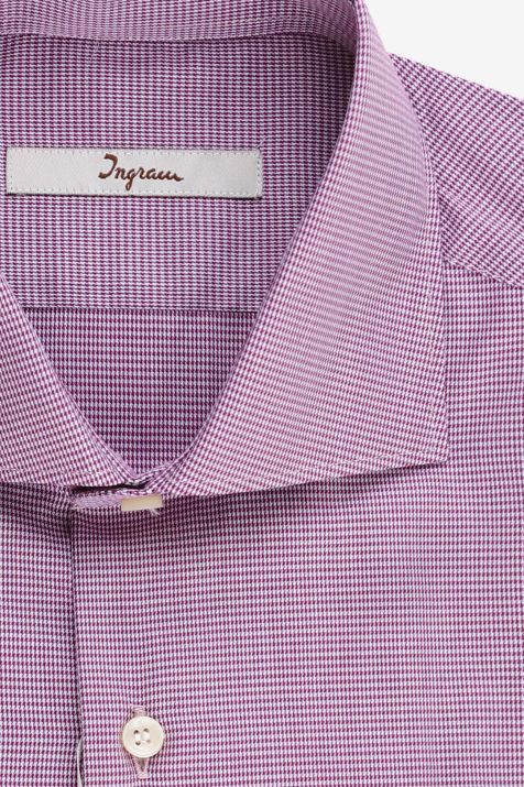 Camicia Uomo Ingram Slim Micro disegno 100% cotone collo Francese Manica lunga