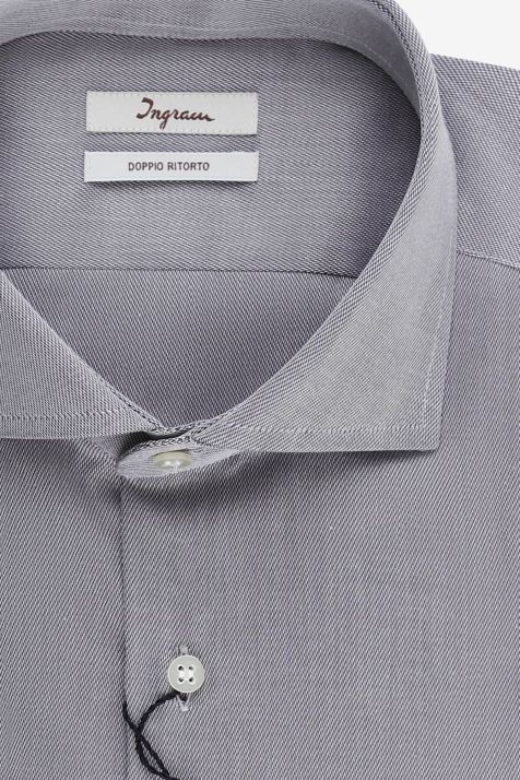 Camicia Uomo Ingram Slim Tinta unita 100% cotone collo Francese Manica lunga