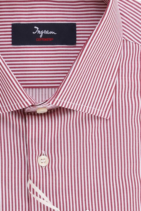Camicia Uomo Ingram Classic No Stiro Righe 100% cotone collo Francese Manica lunga