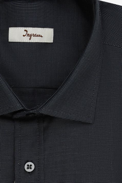 Camicia Uomo Ingram Classic Micro disegno 100% cotone collo Francese Manica lunga