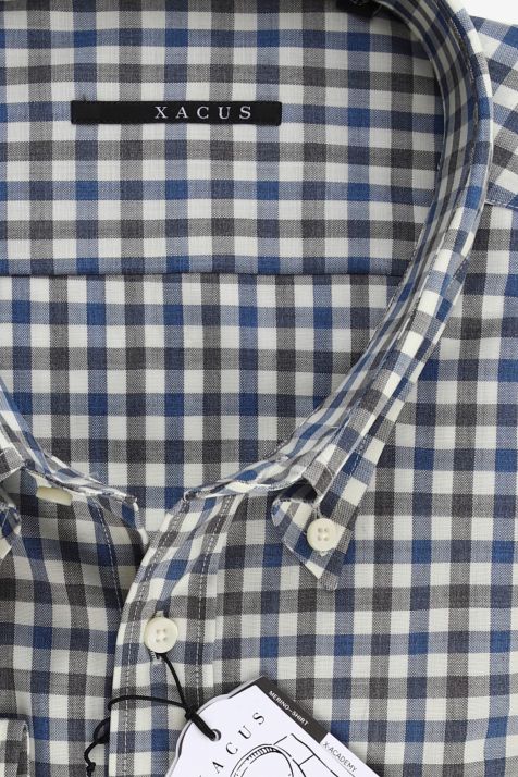 Camicia Uomo Xacus Classic Quadri 100% Lana merinos collo Button down Manica lunga