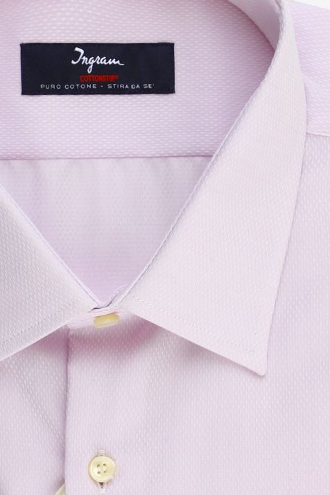 Camicia Uomo Ingram Slim No Stiro Micro disegno 100% cotone collo Italiano Manica lunga