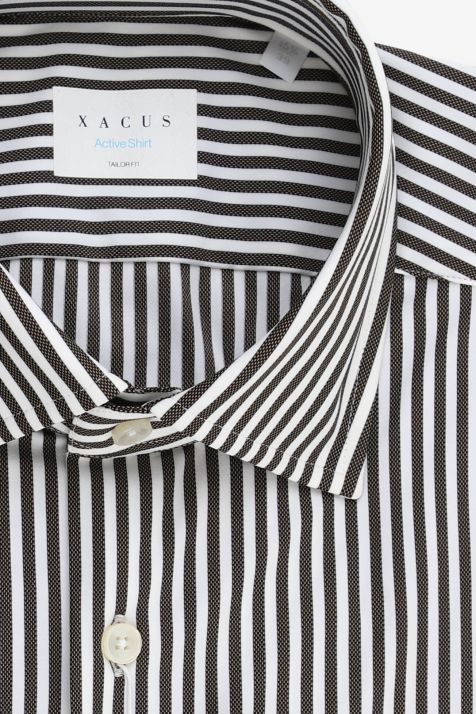 Camicia Uomo Xacus Regular Righe 86% poliammide 14% elastan collo Francese Manica lunga