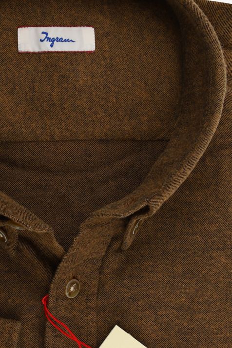 Camicia Uomo Ingram Classic Tinta unita 100% cotone collo Button down Manica lunga