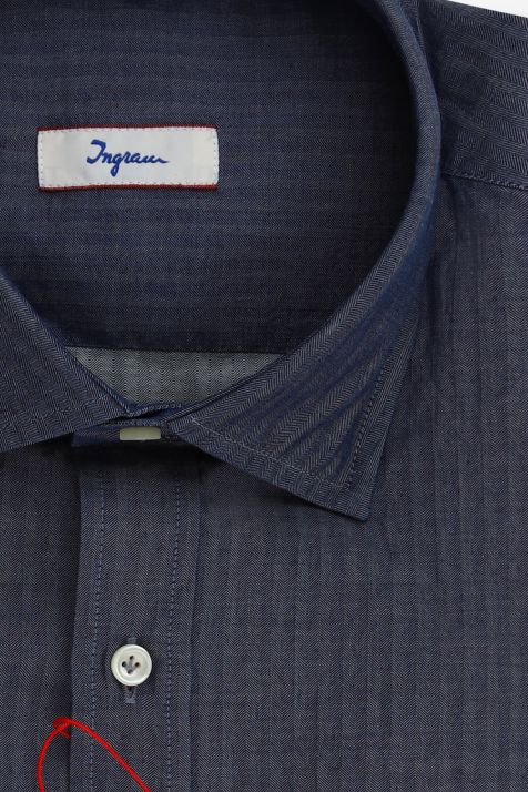 Camicia Uomo Ingram Classic Righe 100% cotone collo Francese Manica lunga