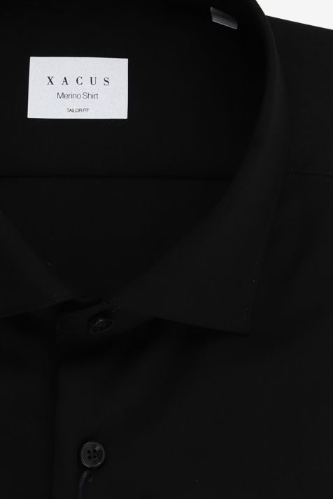 Camicia Uomo Xacus Regular Tinta unita 100% Lana merinos collo Francese Manica lunga