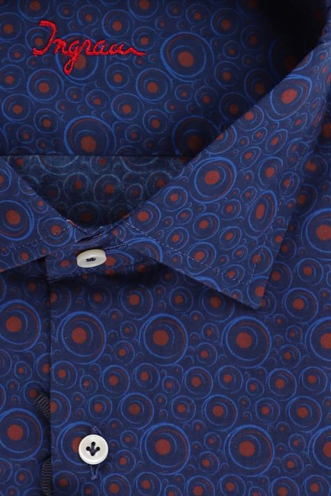 Camicia Uomo Ingram Regular Fantasia 100% cotone collo Francese Manica lunga