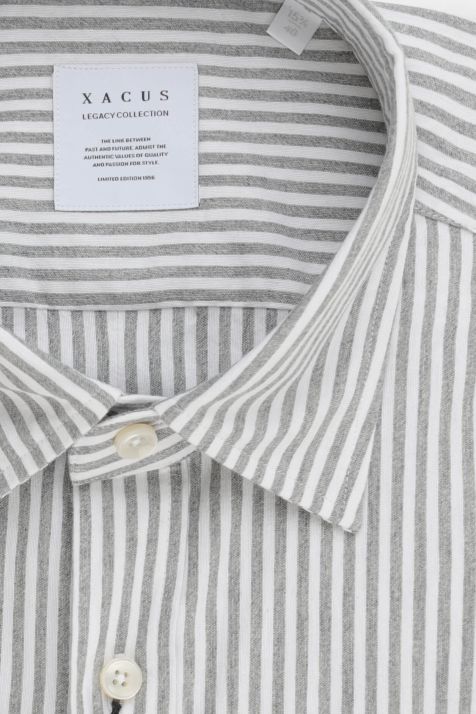 Camicia Uomo Xacus Regular Righe 100% cotone collo Italiano Manica lunga