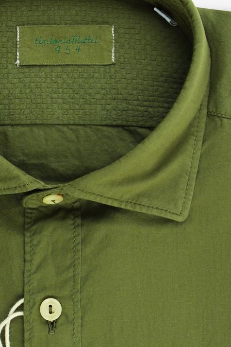 Camicia Uomo Tintoria Mattei Slim Tinta unita 100% cotone collo Francese Manica lunga