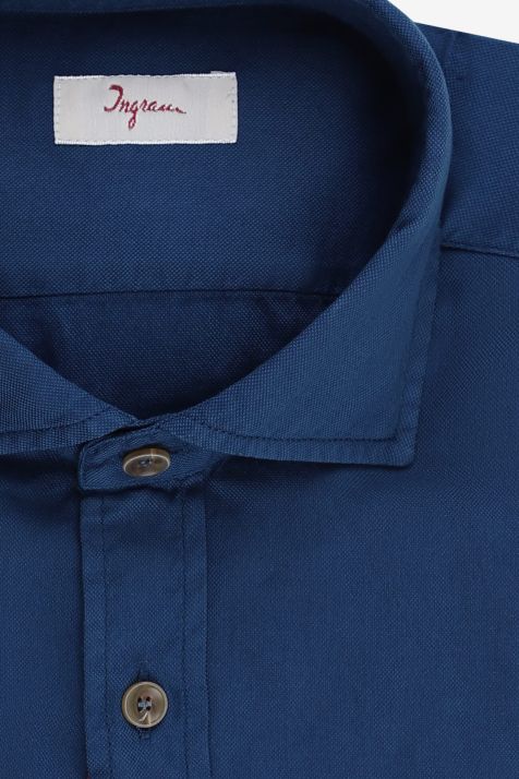 Camicia Uomo Ingram Slim Tinta unita 100% cotone collo Francese Manica lunga