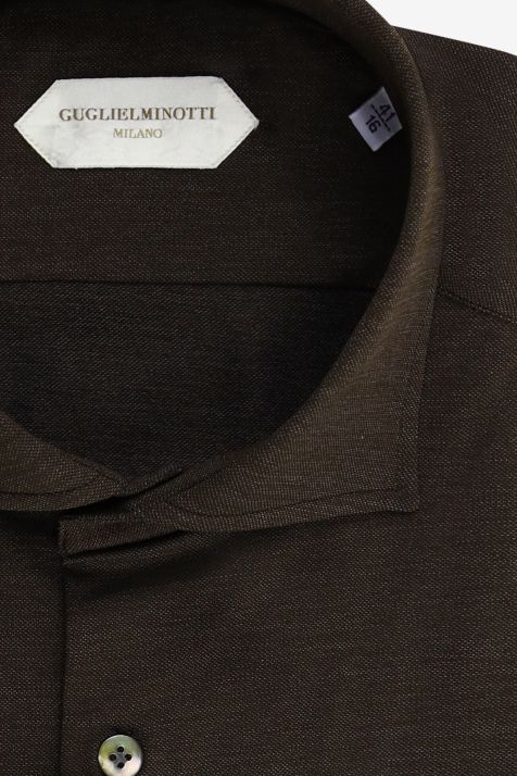 Camicia Uomo Guglielminotti Regular No Stiro Tinta unita 85% poliammide 15% elastam collo Francese Manica lunga