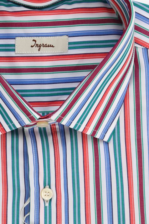 Camicia Uomo Ingram Classic Righe 100% cotone collo Francese Manica lunga