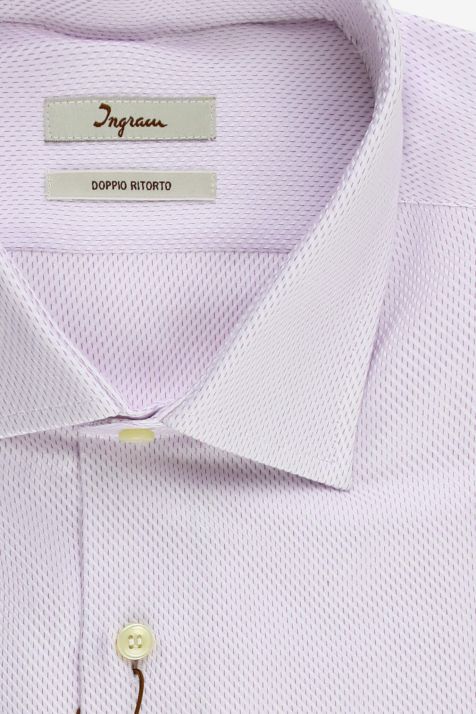Camicia Uomo Ingram Slim Micro disegno 100% cotone collo Francese Manica lunga