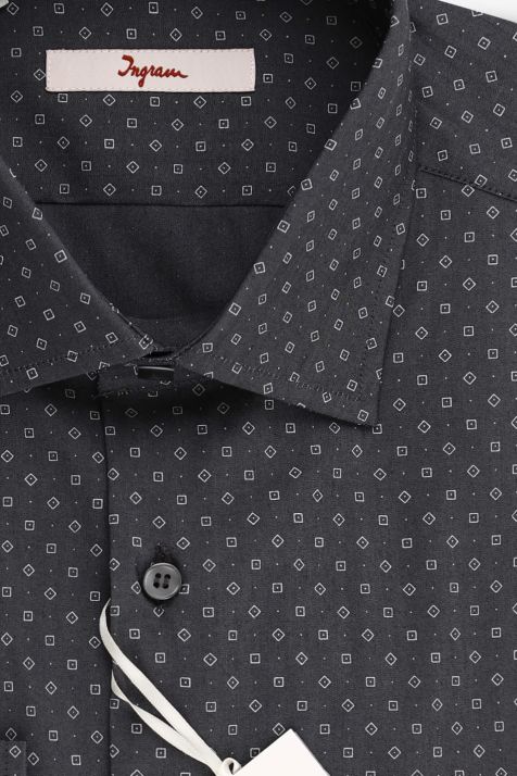 Camicia Uomo Ingram Slim Micro disegno 72% cotone 3% elastan 25% pa collo Francese Manica lunga