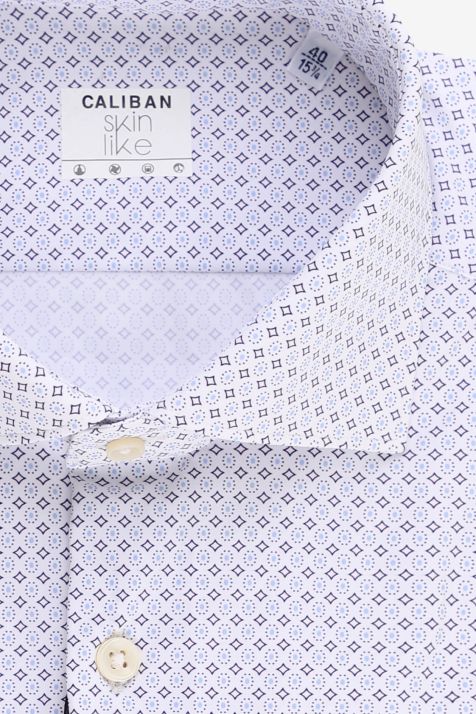 Camicia Uomo Caliban Regular Micro disegno 73% pa 27% ea collo Francese Manica lunga