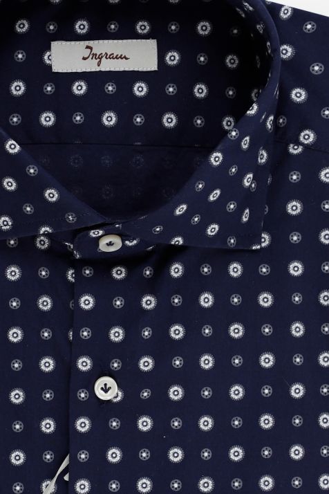 Camicia Uomo Ingram Regular Micro disegno 100% cotone collo Francese Manica lunga