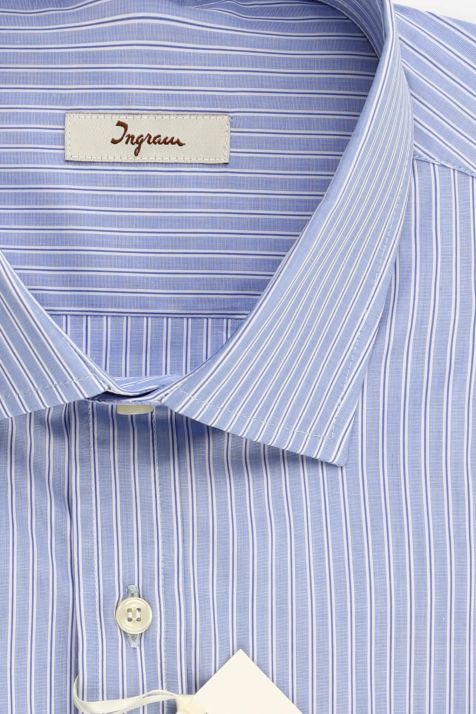 Camicia Uomo Ingram Classic Righe 100% cotone collo Francese Manica lunga
