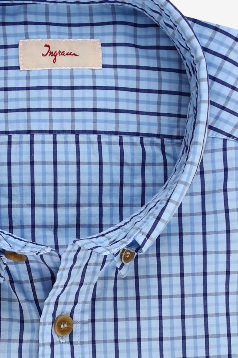 Camicia Uomo Ingram Regular Quadri 100% cotone collo Button down Manica lunga
