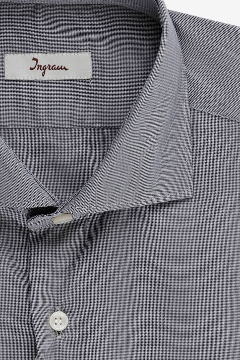 Camicia Uomo Ingram Slim Micro disegno 100% cotone collo Francese Manica lunga