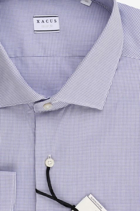 Camicia Uomo Xacus Regular Quadri 100% cotone collo Francese Manica lunga