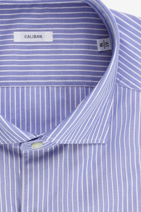 Camicia Uomo Caliban Regular Righe 100% cotone collo Francese Manica lunga