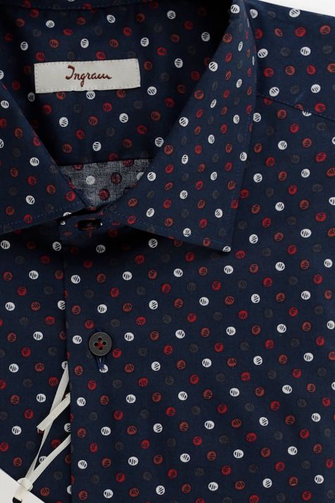 Camicia Uomo Ingram Slim Fantasia 97% cotone 3% elastan collo Francese Manica lunga