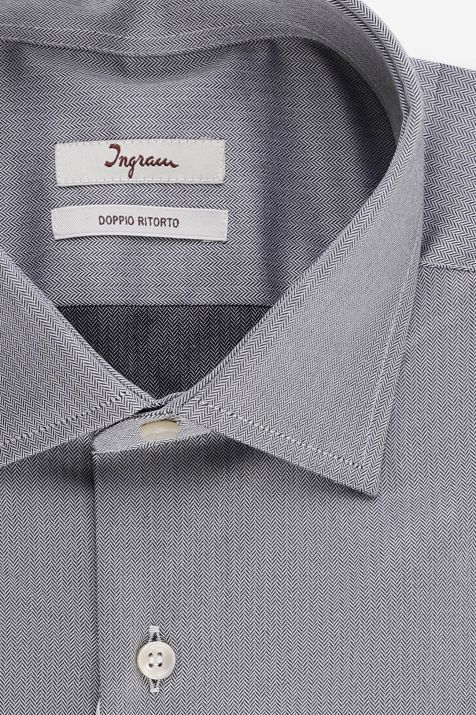 Camicia Uomo Ingram Regular Micro disegno 100% cotone collo Francese Manica lunga
