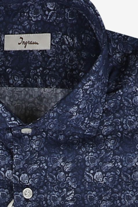 Camicia Uomo Ingram Regular Fantasia 100% cotone collo Francese Manica lunga